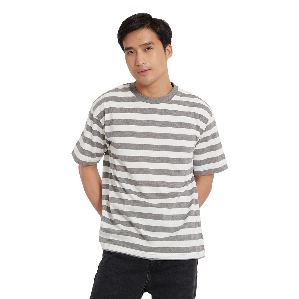 Cubic Men Basic Stripes Oversized Boxy Tee / Box Fit T shirt Top Top for Men - CMBOS03R