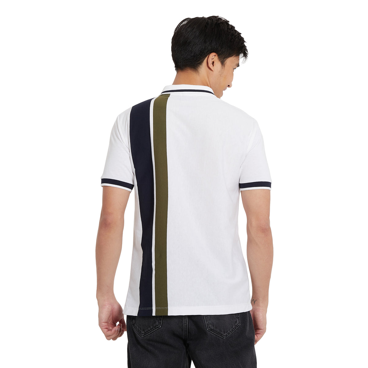 Cubic Mens Vertical Stripes Polo Shirt Polo-shirt Collar Top Top for Men - CMS2304C