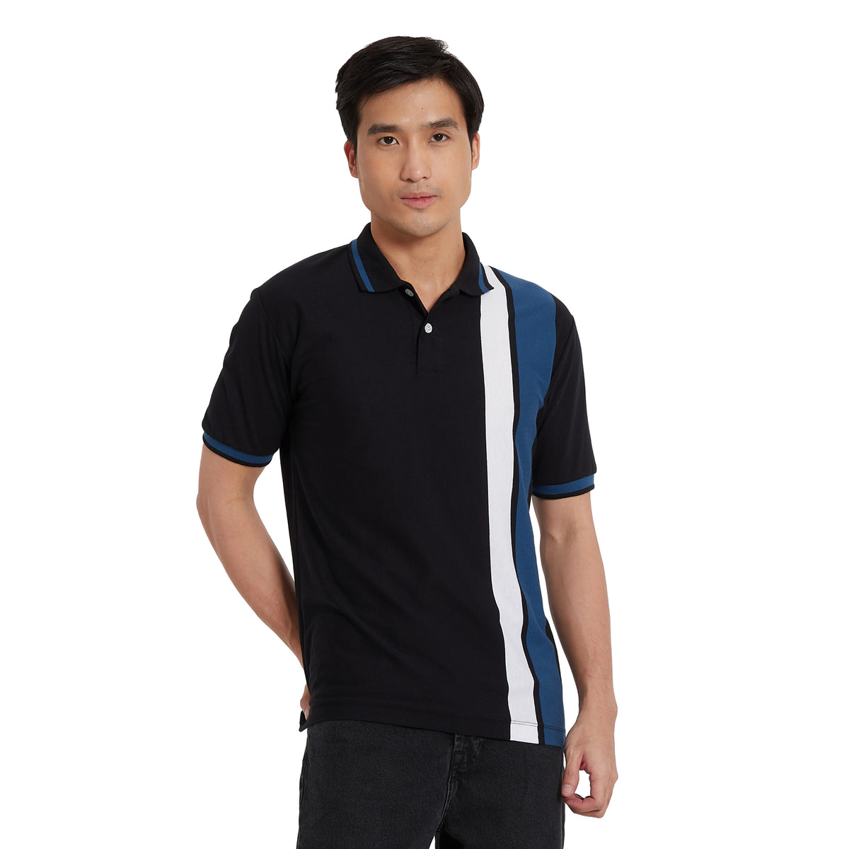 Cubic Mens Vertical Stripes Polo Shirt Polo-shirt Collar Top Top for Men - CMS2304C