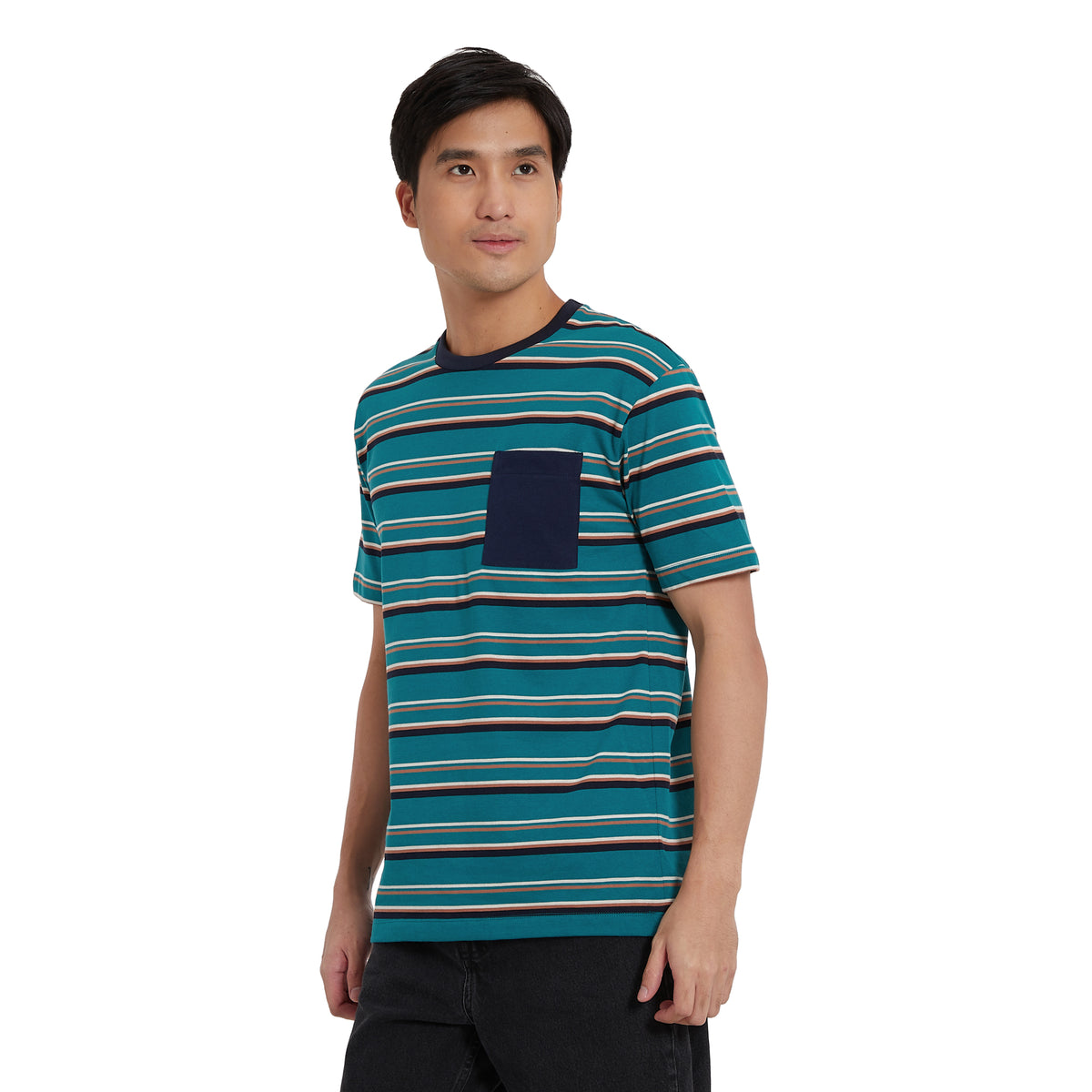 Cubic Men Round Neck Tees T-shirt Stripes Shirt Top Top for Men - CMS2353R