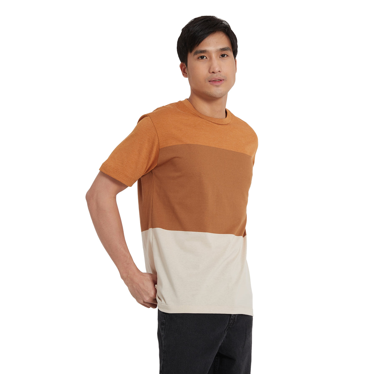 Cubic Men Round Neck Tees T-shirt Stripes Shirt Top Top for Men - CMS2329R