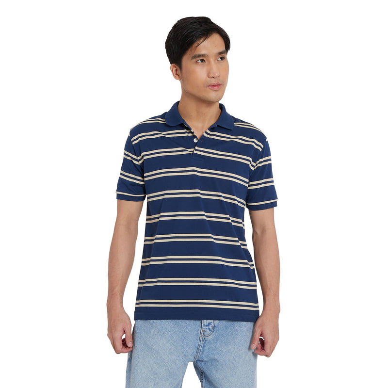 Cubic Mens Stripes  Polo Shirt Polo-shirt Collar Top Top for Men - CMS2318C