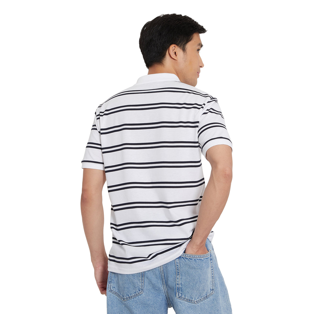Cubic Mens Stripes  Polo Shirt Polo-shirt Collar Top Top for Men - CMS2318C