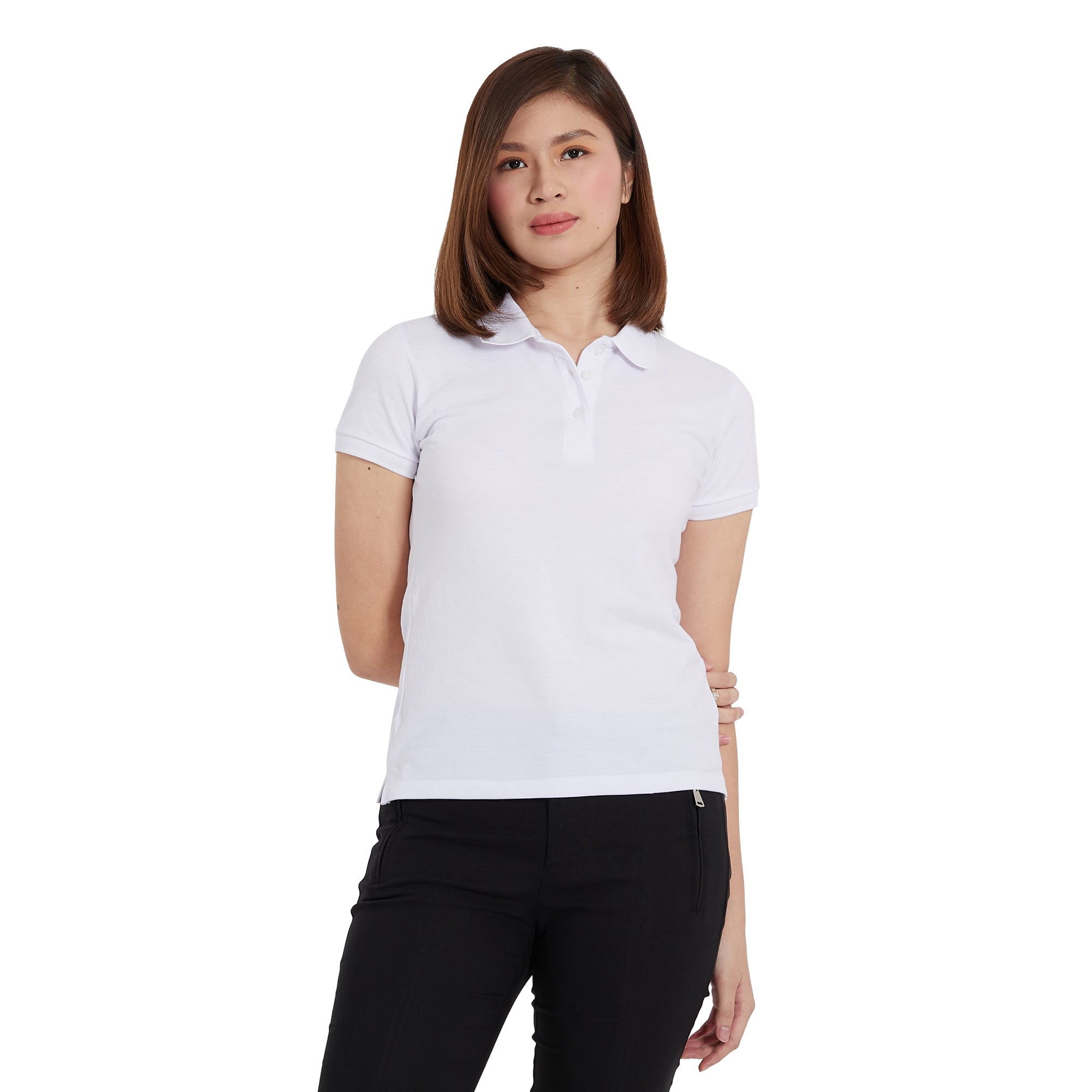 Womens plain white polo shirt sale