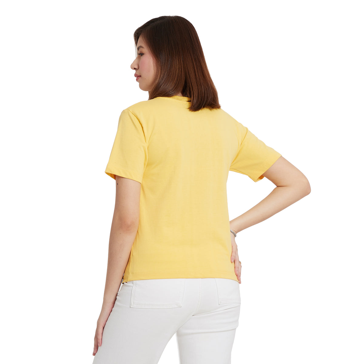 Cubic Ladies Plain Semi Crop Top Tee T Shirt - CLH2303R