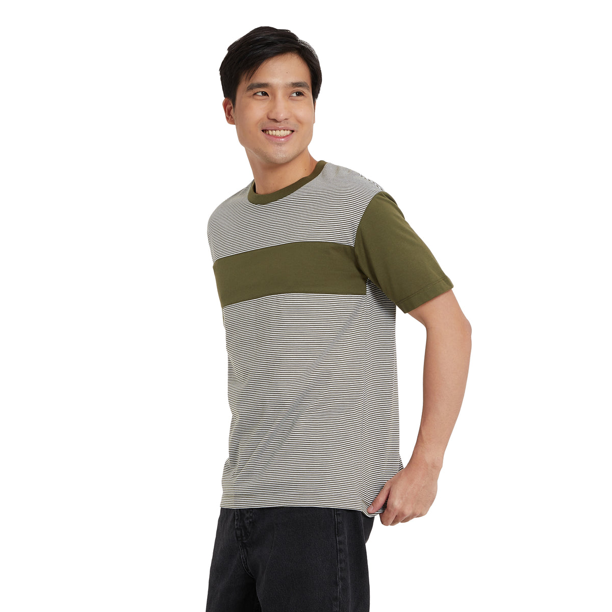 Cubic Men Round Neck Tees T-shirt Stripes Shirt Top Top for Men - CMS2349R