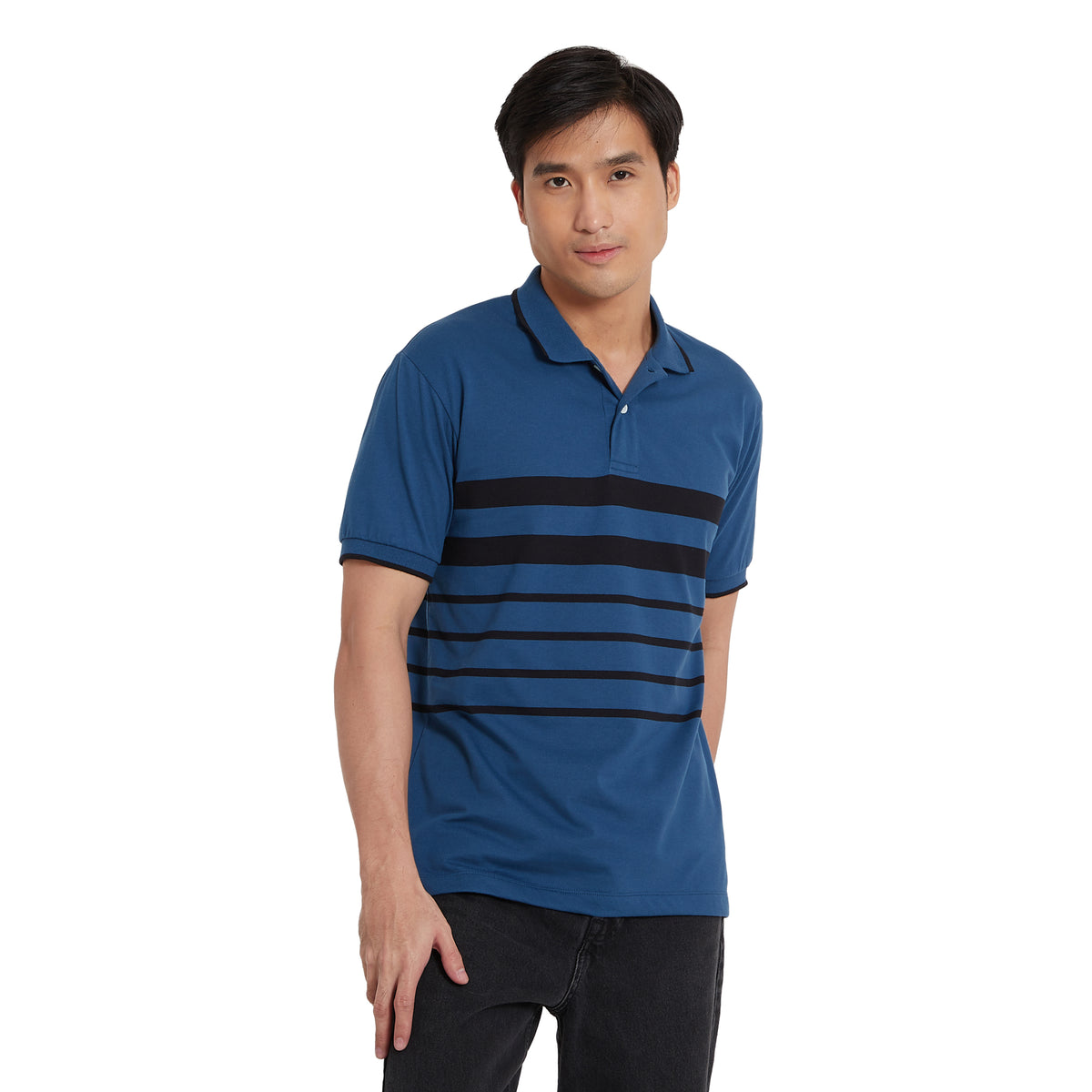 Cubic Mens Stripes  Polo Shirt Polo-shirt Collar Top Top for Men - CMS2317C