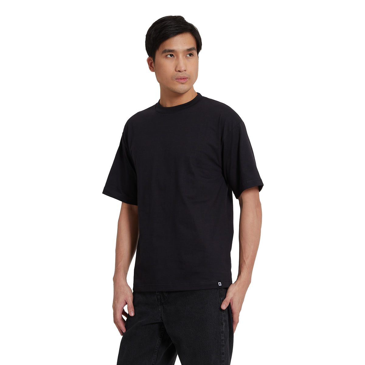 Cubic Men  Plain Oversized Shirt Tshirt Basic Tee T-Shirt with Lower Patch - CMBOS06R