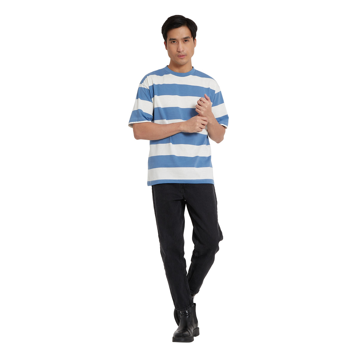 Cubic Men Basic Stripes  Oversized Boxy Tee / Box Fit T shirt Top Top for Men - CMBOS04R