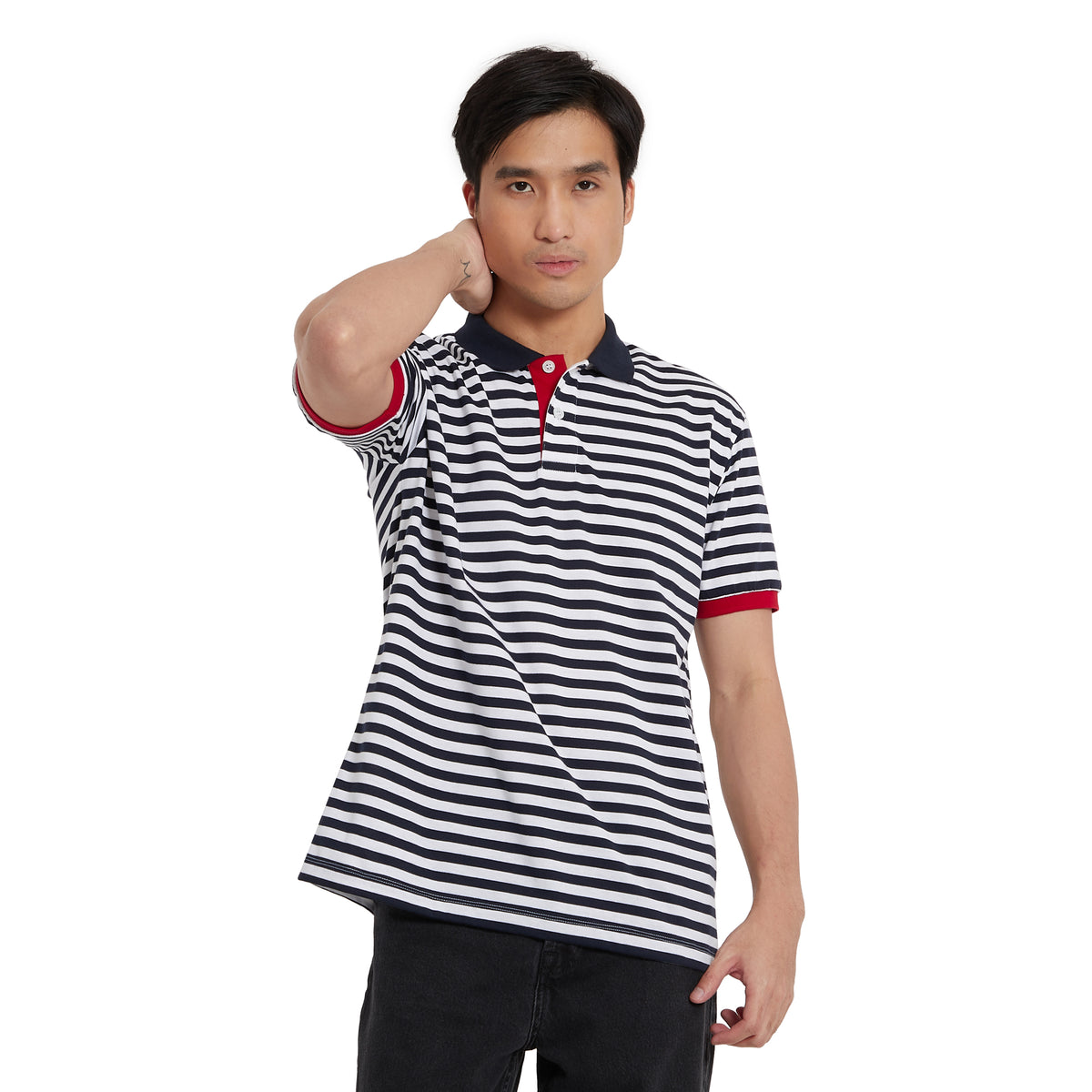 Cubic Mens Stripes  Polo Shirt Polo-shirt Collar Top Top for Men - CMS2322C