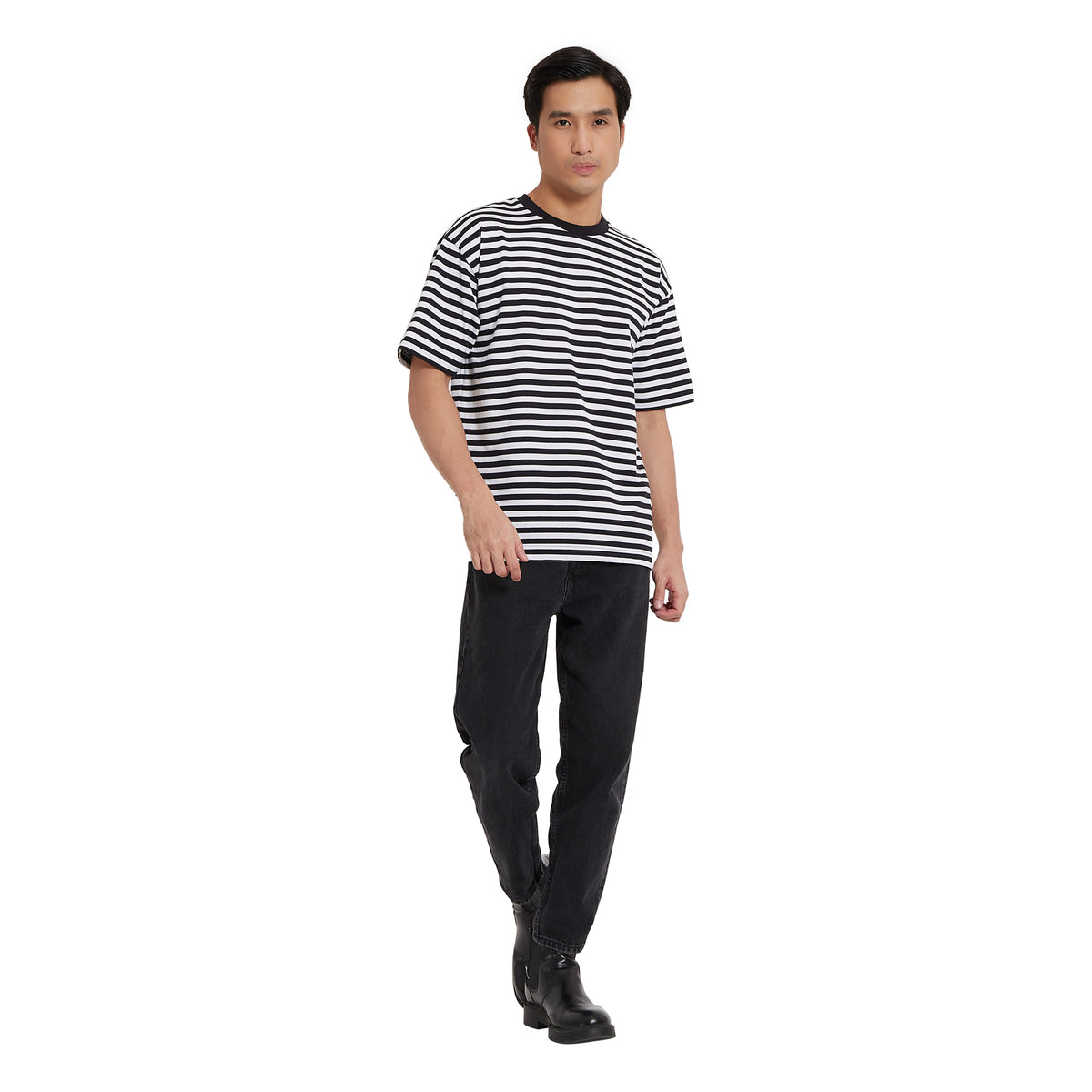 Cubic Men Basic Stripes  Oversized Boxy Tee / Box Fit T shirt Top Top for Men - CMBOS02R