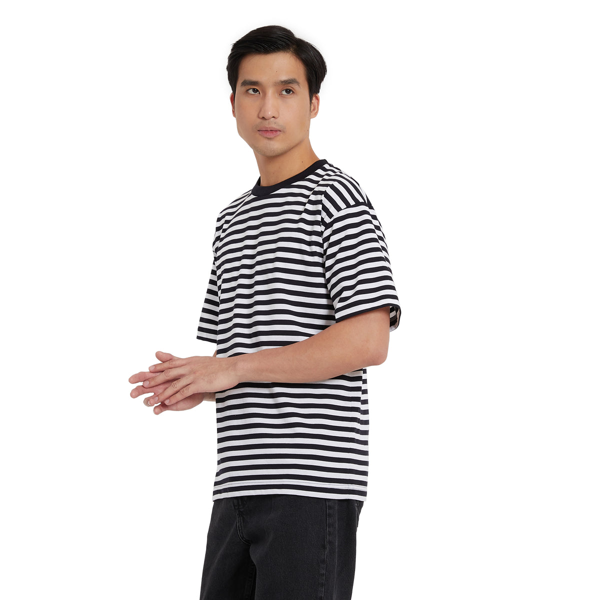 Cubic Men Basic Stripes  Oversized Boxy Tee / Box Fit T shirt Top Top for Men - CMBOS02R
