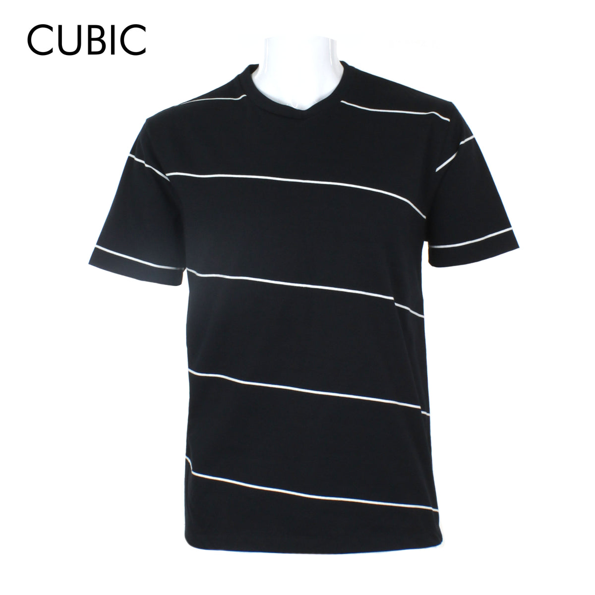 Cubic Men  Basic Stripes Round Neck Tees T-shirt Top Top for Men - CMS2508R