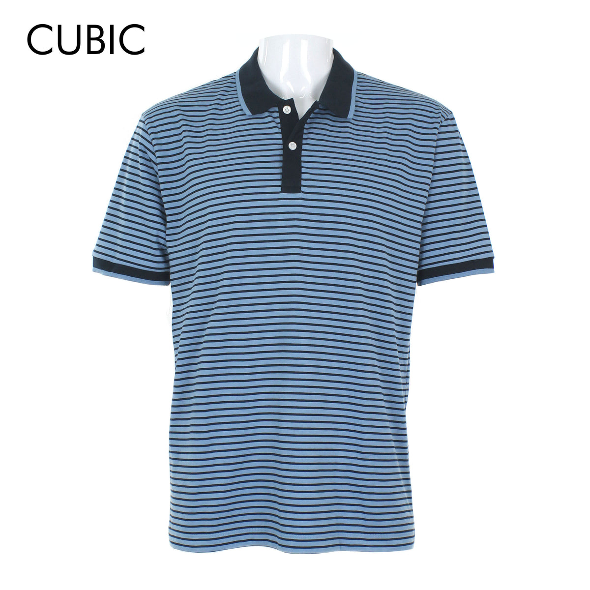 Cubic Mens Stripes  Polo Shirt Polo-shirt Collar Top Top for Men - CMS2513C
