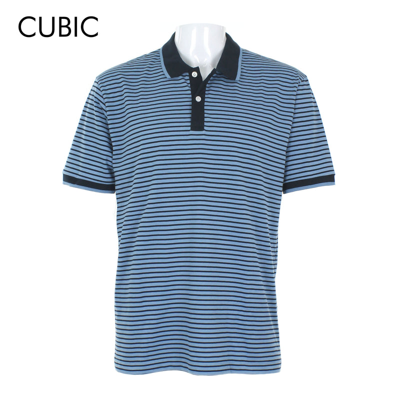 Cubic Mens Stripes  Polo Shirt Polo-shirt Collar Top Top for Men - CMS2513C