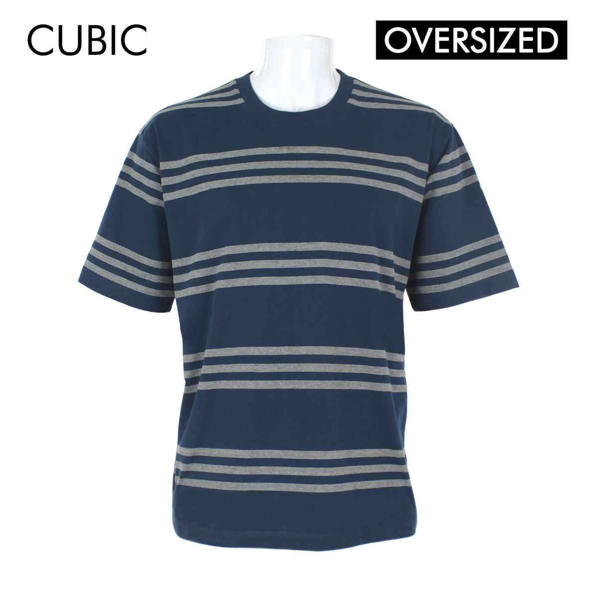 Cubic Mens Stripes  Oversized Boxy Tee / Box Fit T shirt Top Top for Men - CMS2602R