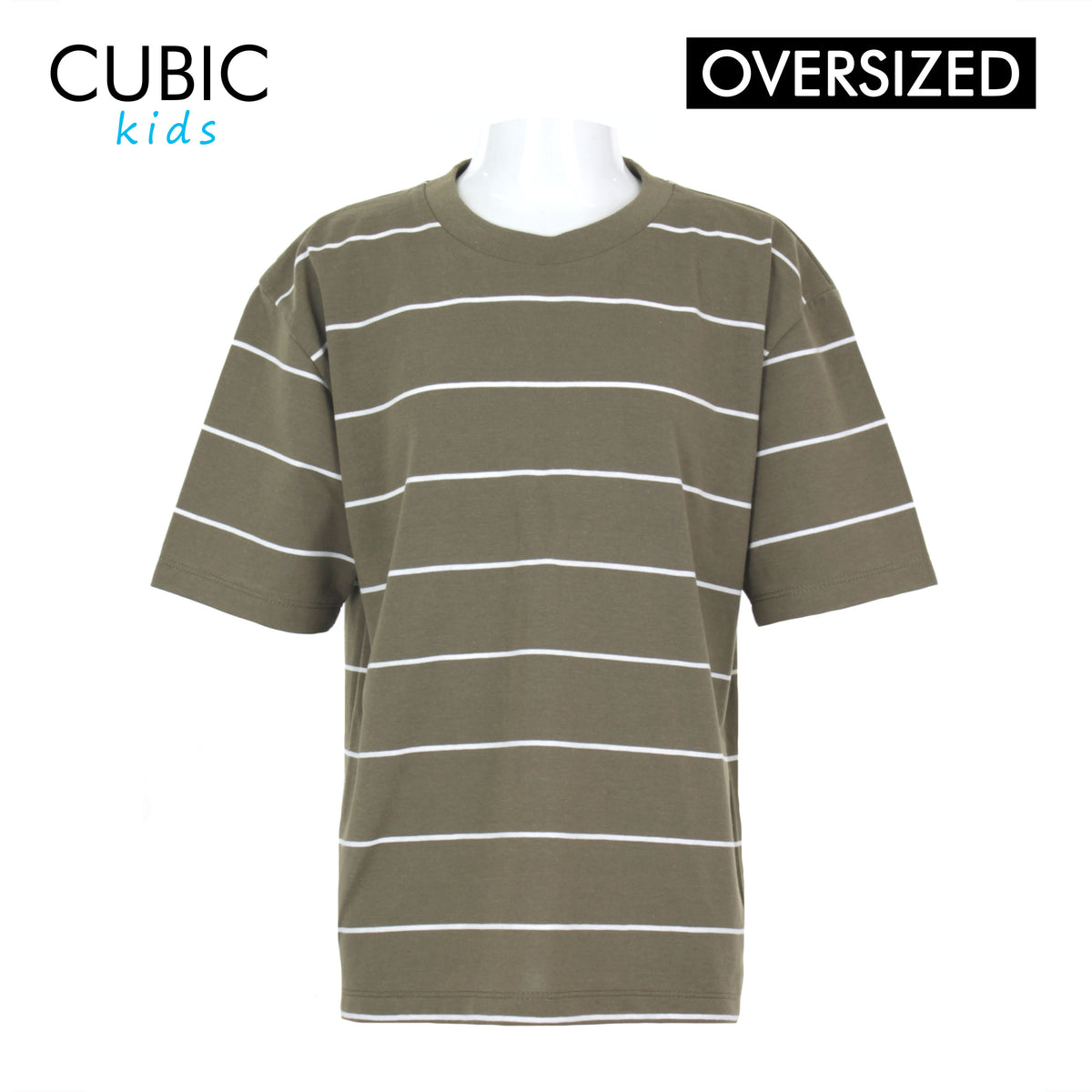 Cubic Boys Kids Stripes Oversized Round Neck Shirt Top for Boys - CKS2609R