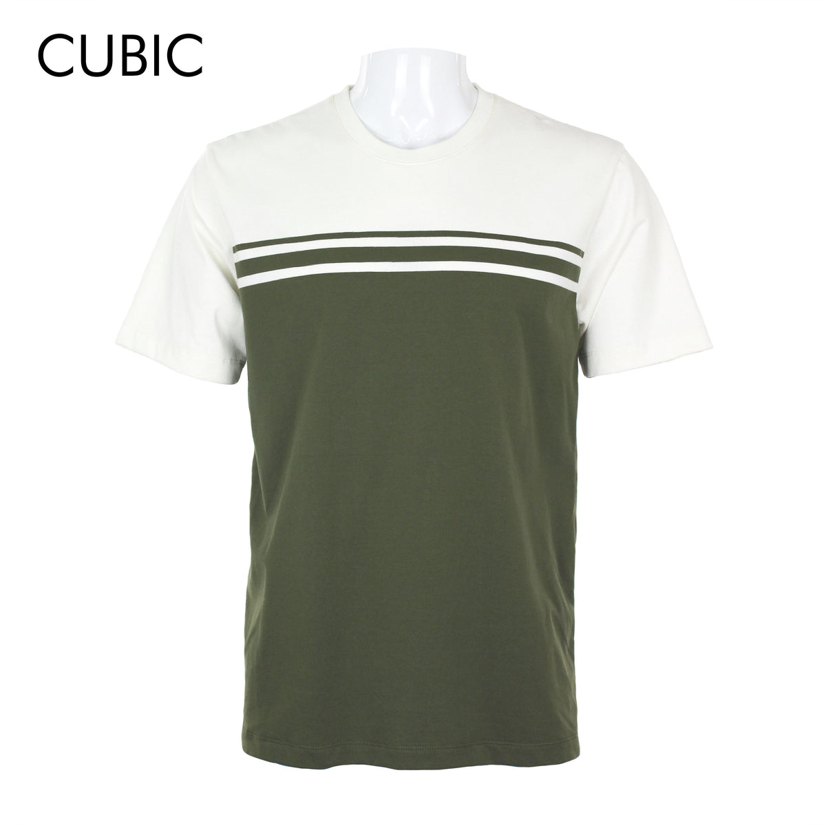Cubic Men Stripes Round Neck Tees T-shirt Top Top for Men - CMS2604R