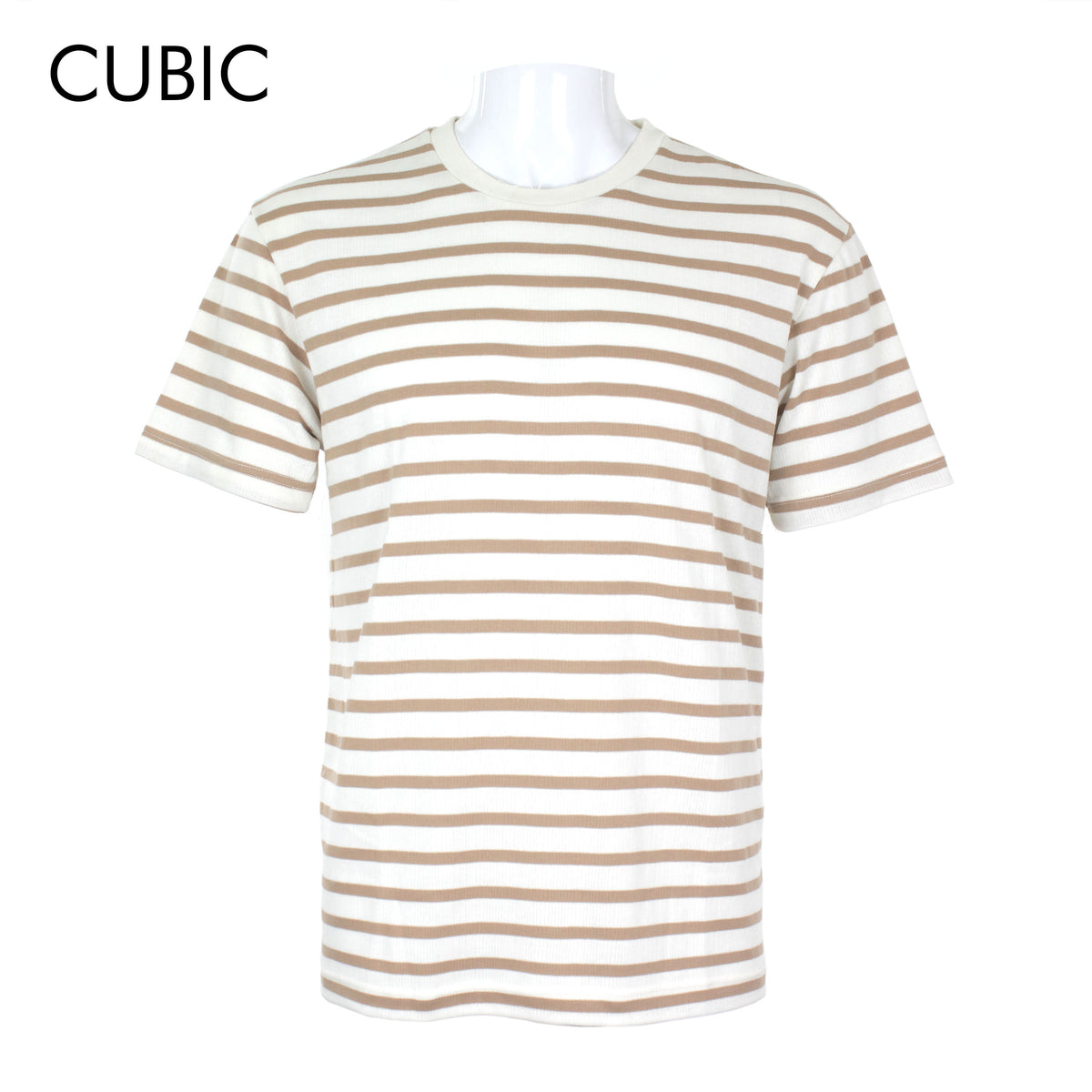 Cubic Men Stripes Round Neck Tees T-shirt Top Top for Men - CMS2616R