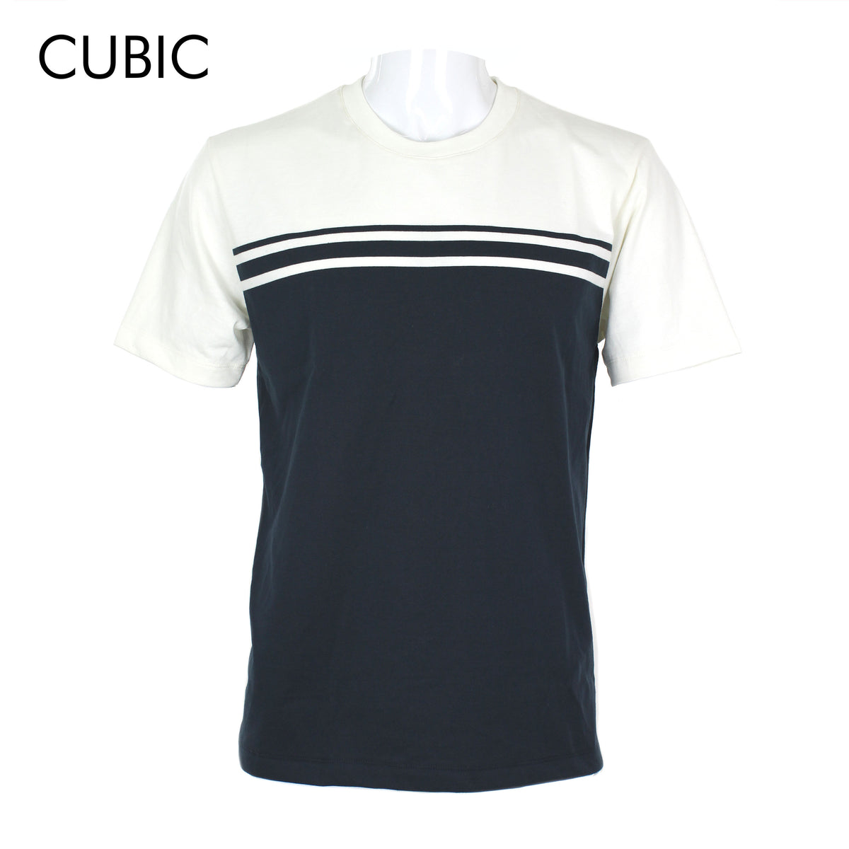 Cubic Men Stripes Round Neck Tees T-shirt Top Top for Men - CMS2604R