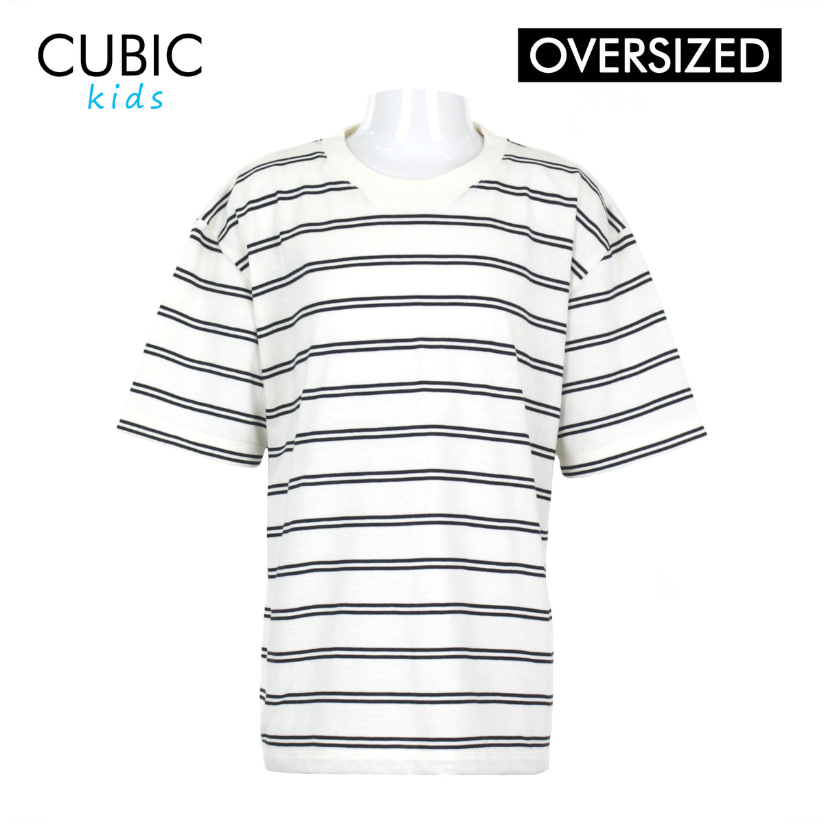 Cubic Boys Kids Stripes Oversized Round Neck Shirt Top for Boys - CKS2608R
