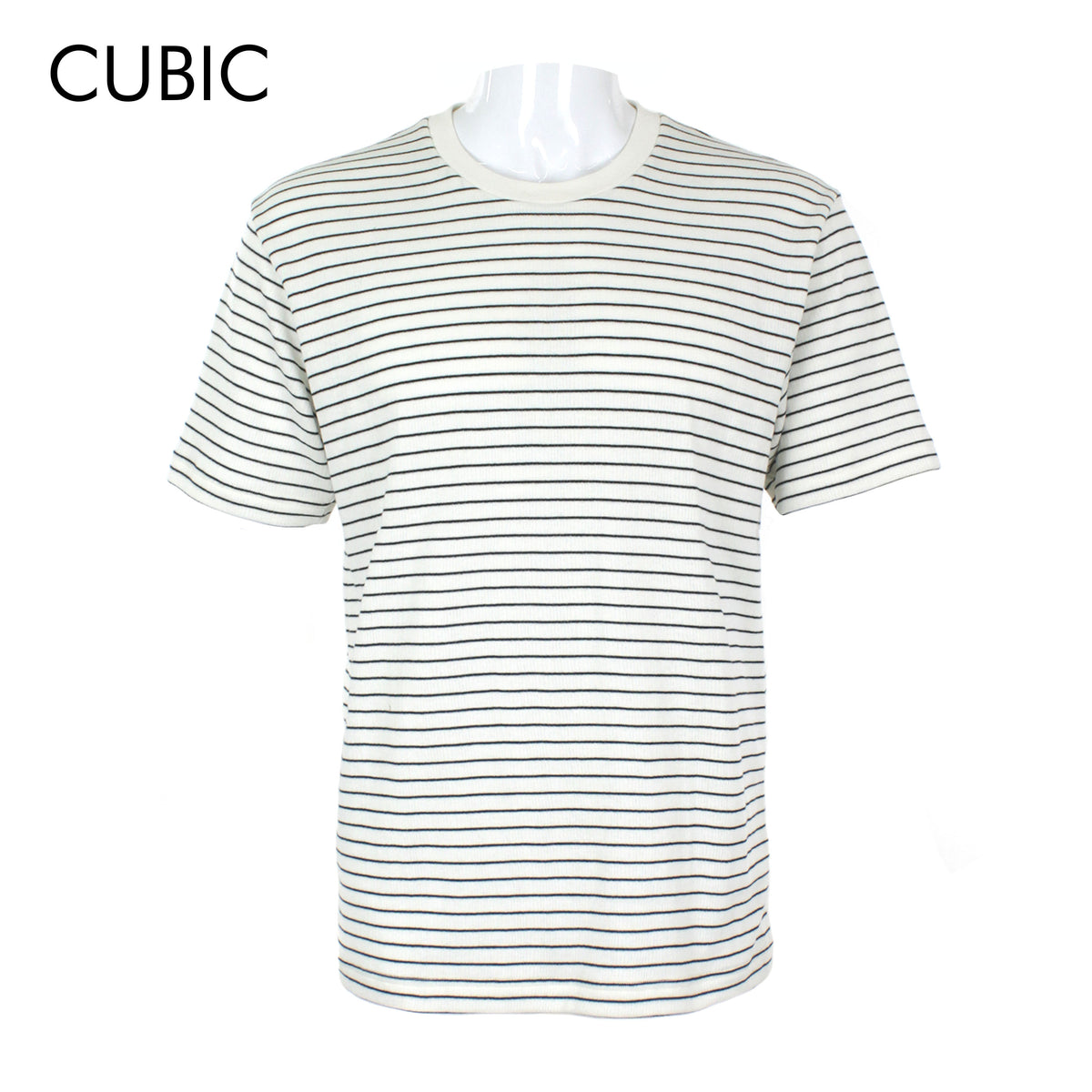 Cubic Men Stripes Round Neck Tees T-shirt Top Top for Men - CMS2615R