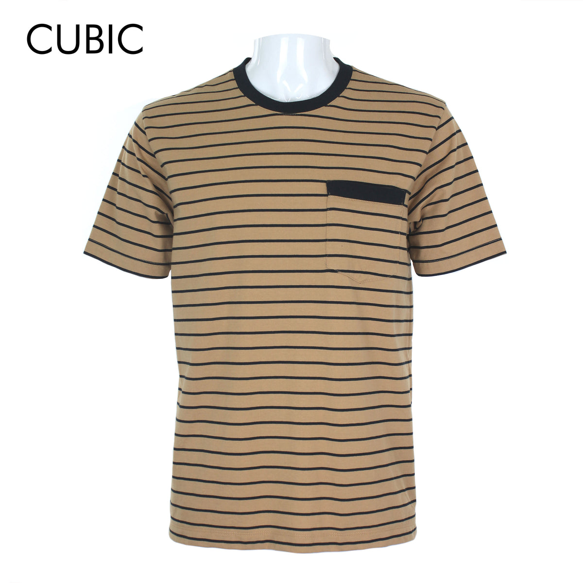 Cubic Men Stripes Round Neck Tees T-shirt Top Top for Men - CMS2621R