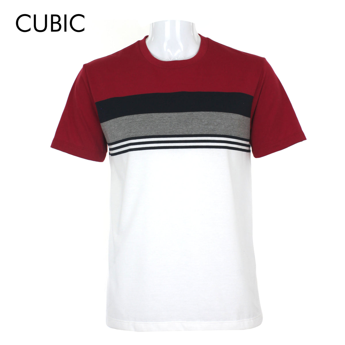 Cubic Men Round Neck Tees T-shirt Stripes Shirt Top Top for Men - CMS2303R