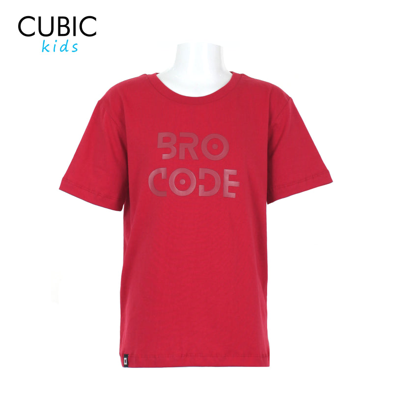 Cubic Boys Kids Plain Round Neck with Bro Code Print Design on Shirt Top for Boys - CKJ2508R