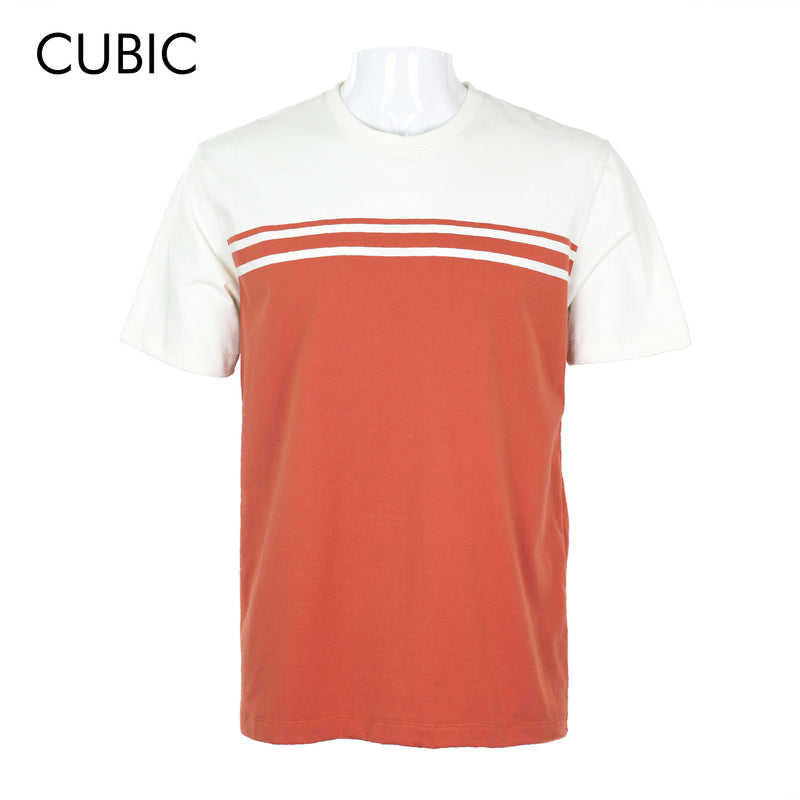 Cubic Men Stripes Round Neck Tees T-shirt Top Top for Men - CMS2604R