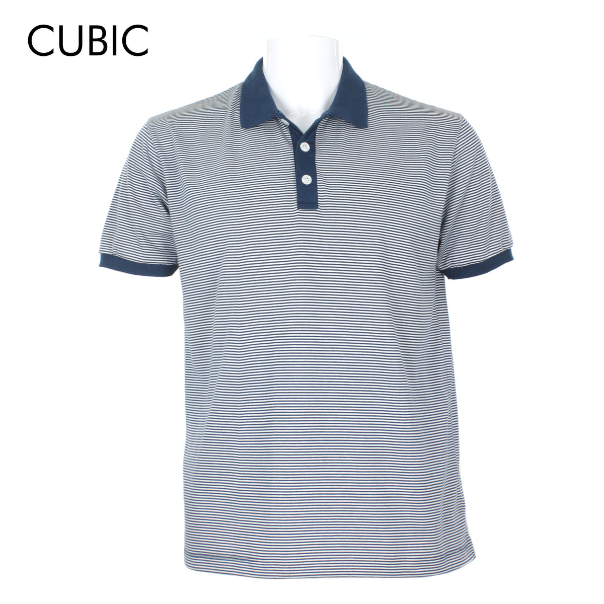 Cubic Mens Stripes  Polo Shirt Polo-shirt Collar Top Top for Men - CMS2348C