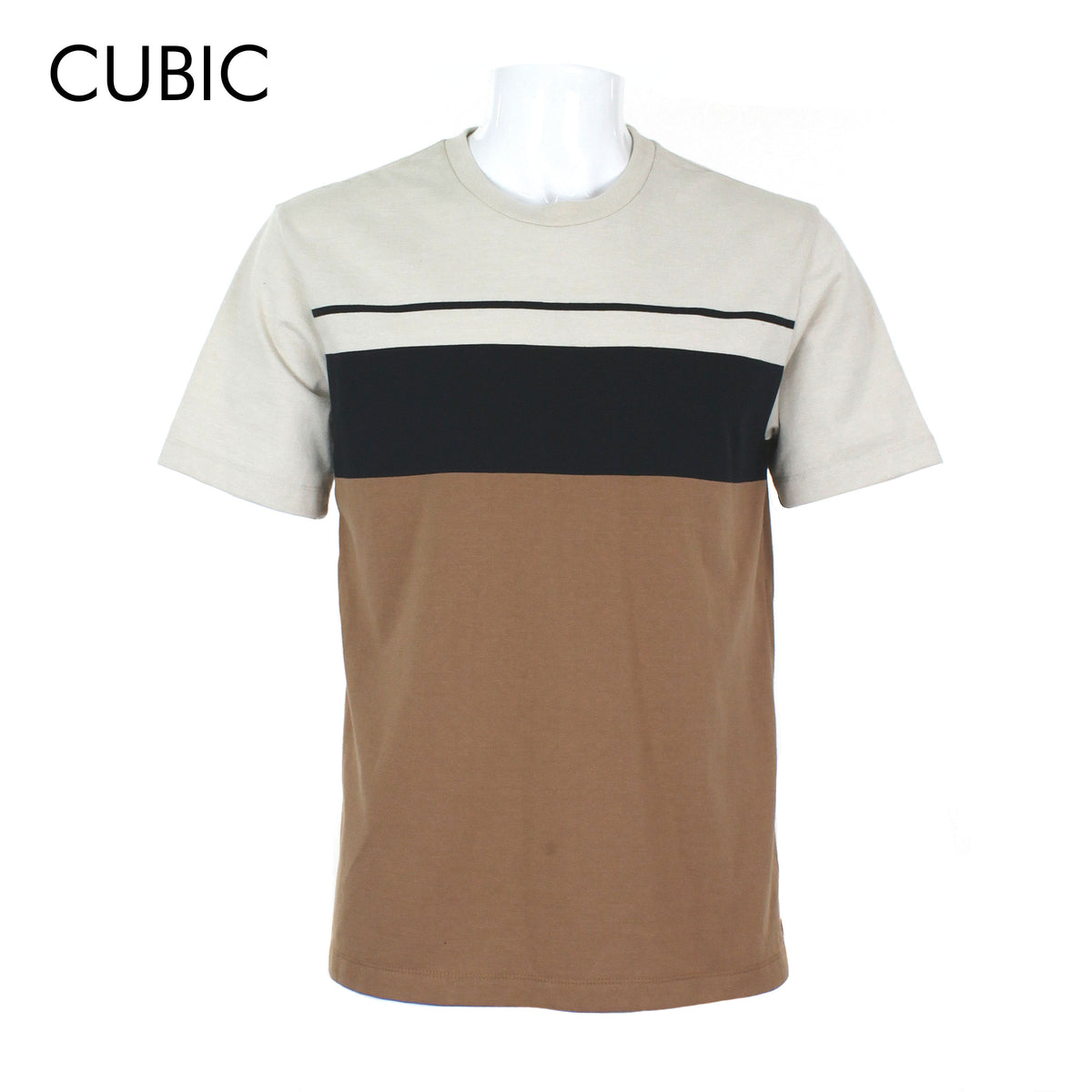 Cubic Men Stripes Round Neck Tees T-shirt Top Top for Men - CMS2512R