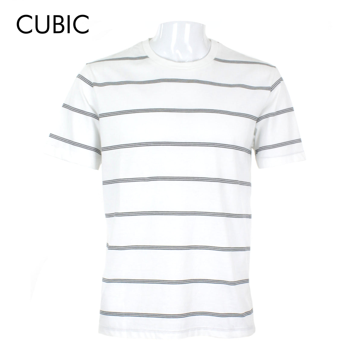 Cubic Men Stripes Round Neck Tees T-shirt Top Top for Men - CMS2436R