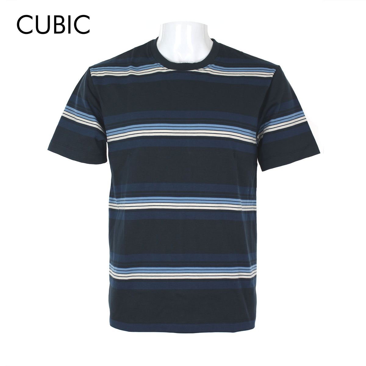 Cubic Men Stripes Round Neck Tees T-shirt Top Top for Men - CMS2603R