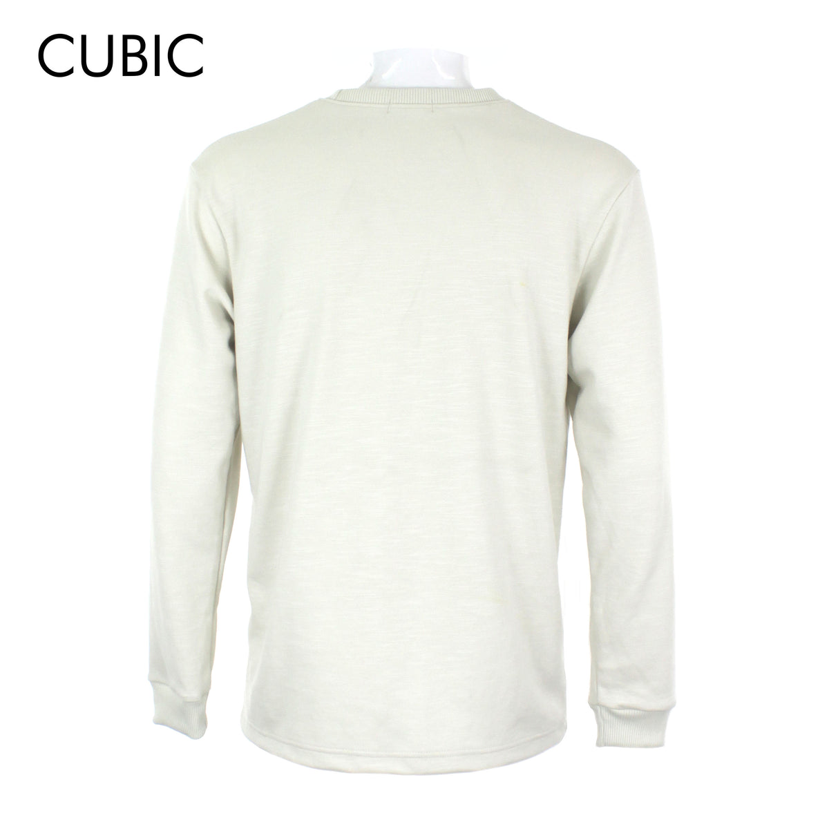 Cubic Mens Cotton Ribbed Cuff Long Sleeves Sweatshirts Plain Round Neck Top Top for Men - CMJ2614L