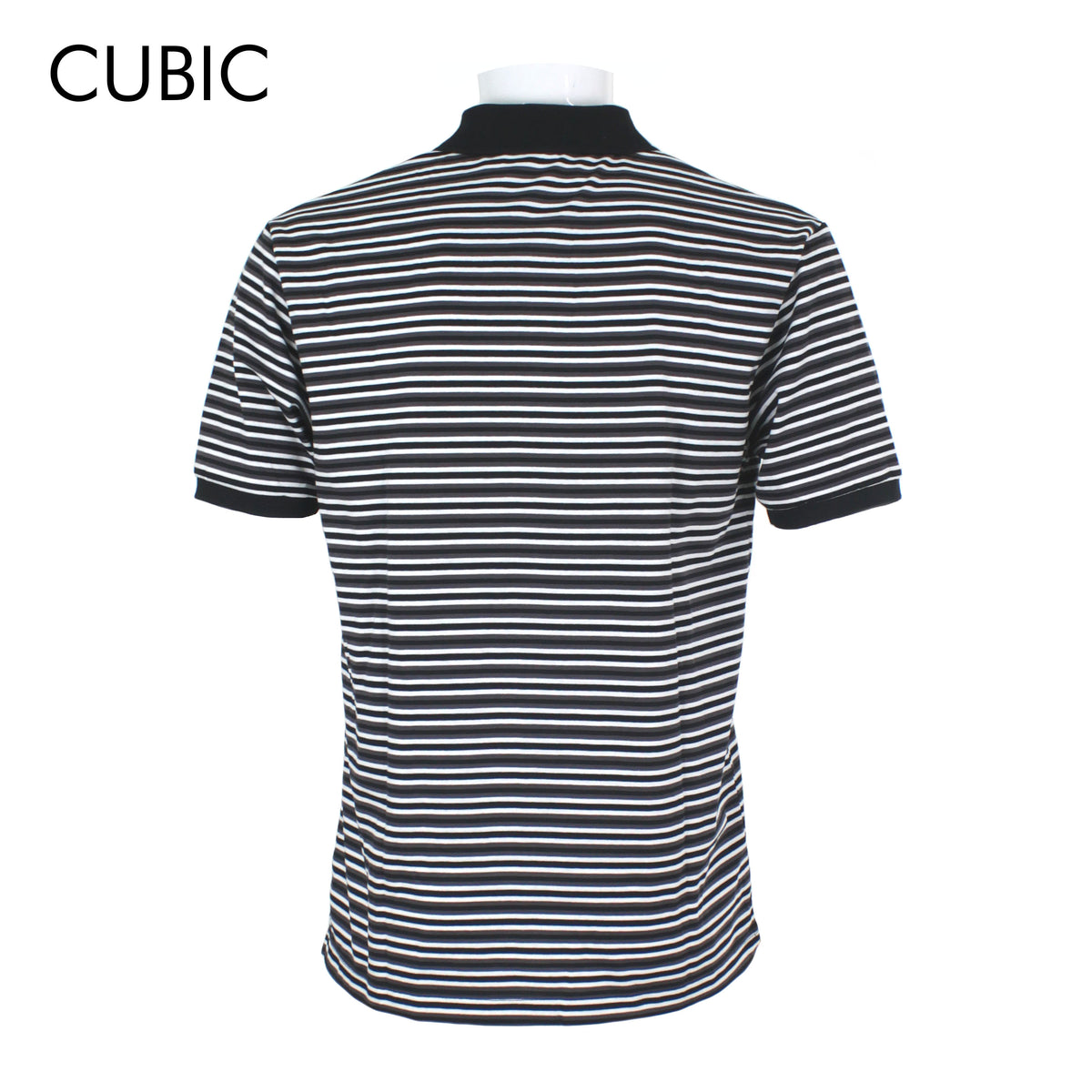 Cubic Mens Stripes  Polo Shirt Polo-shirt Collar Top Top for Men - CMS2517C