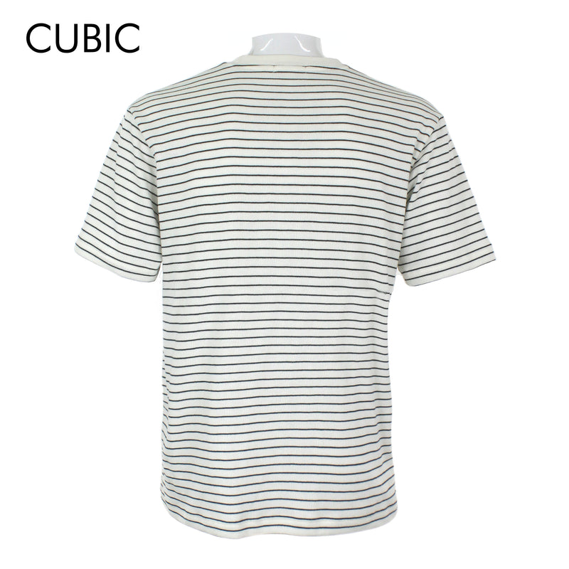 Cubic Men Stripes Round Neck Tees T-shirt Top Top for Men - CMS2615R