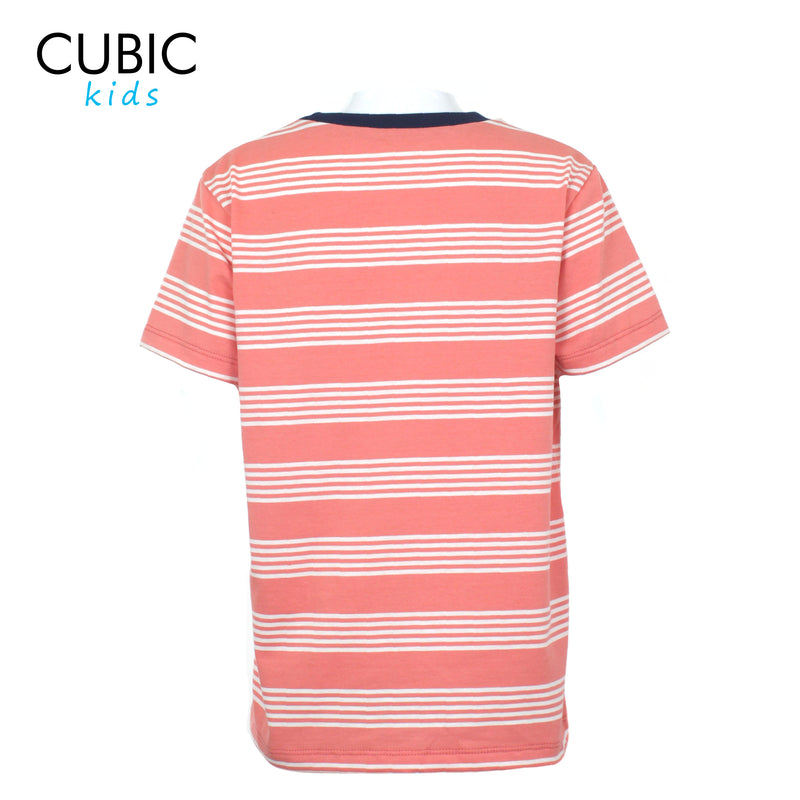 Cubic  Boys Kids Stripes Roundneck Tees Tshirt w/ Embroidery  Logo Top for Boys - CKS2310R