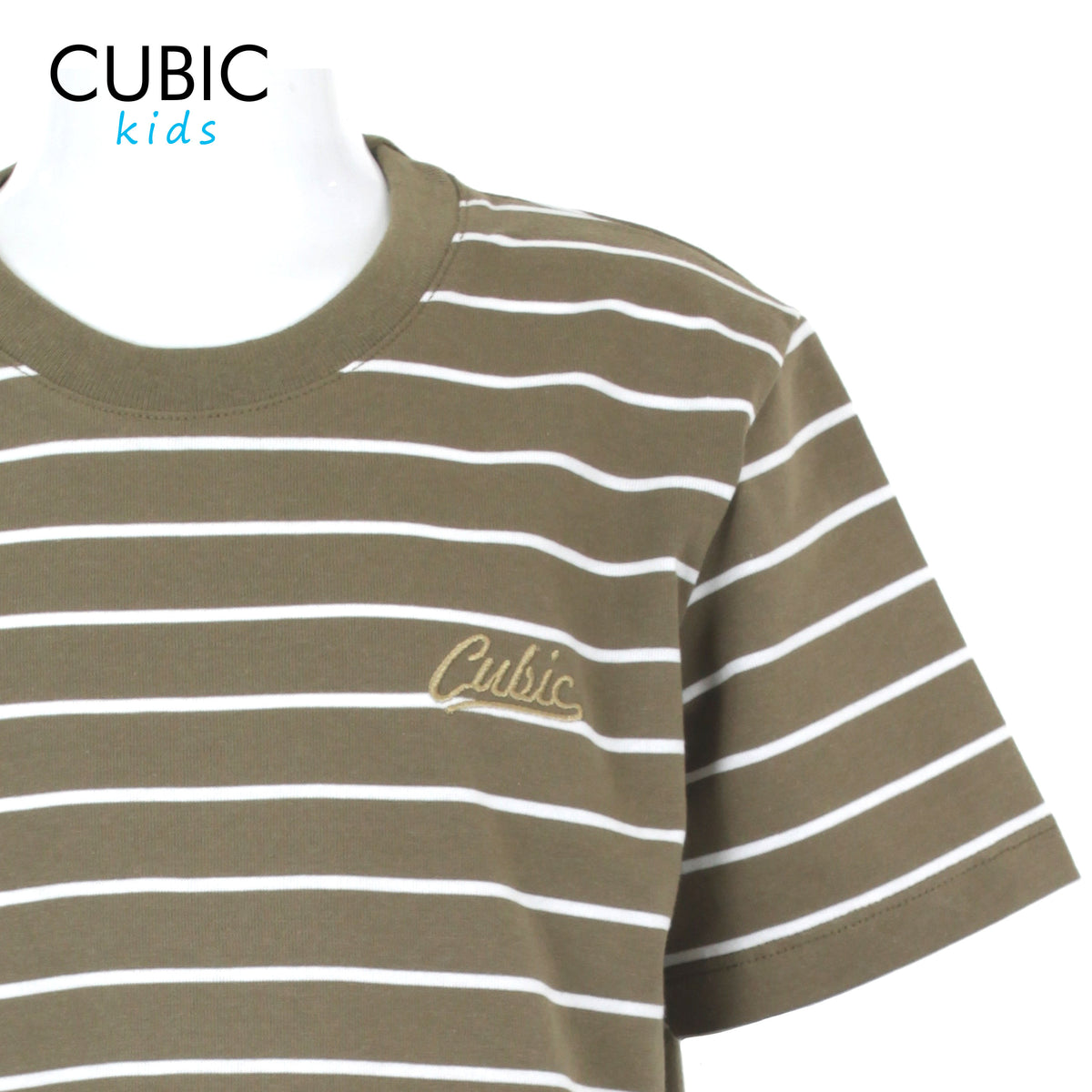 Cubic  Boys Kids Stripes Roundneck Tees Tshirt w/ Embroidery  Logo Top for Boys - CKS2503R