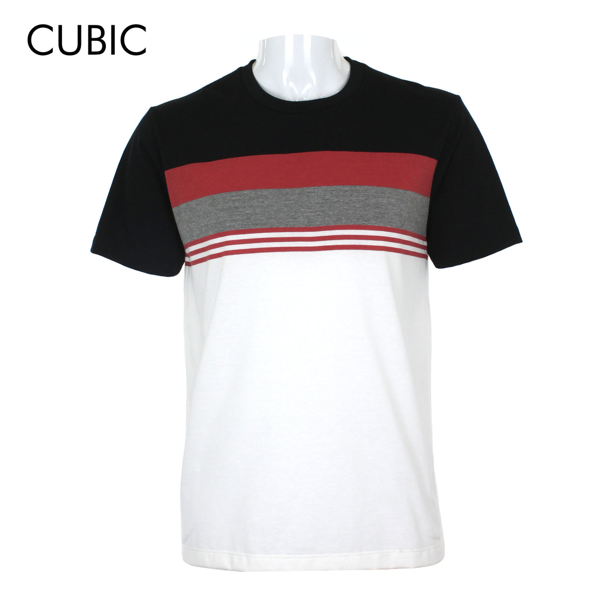 Cubic Men Round Neck Tees T-shirt Stripes Shirt Top Top for Men - CMS2303R