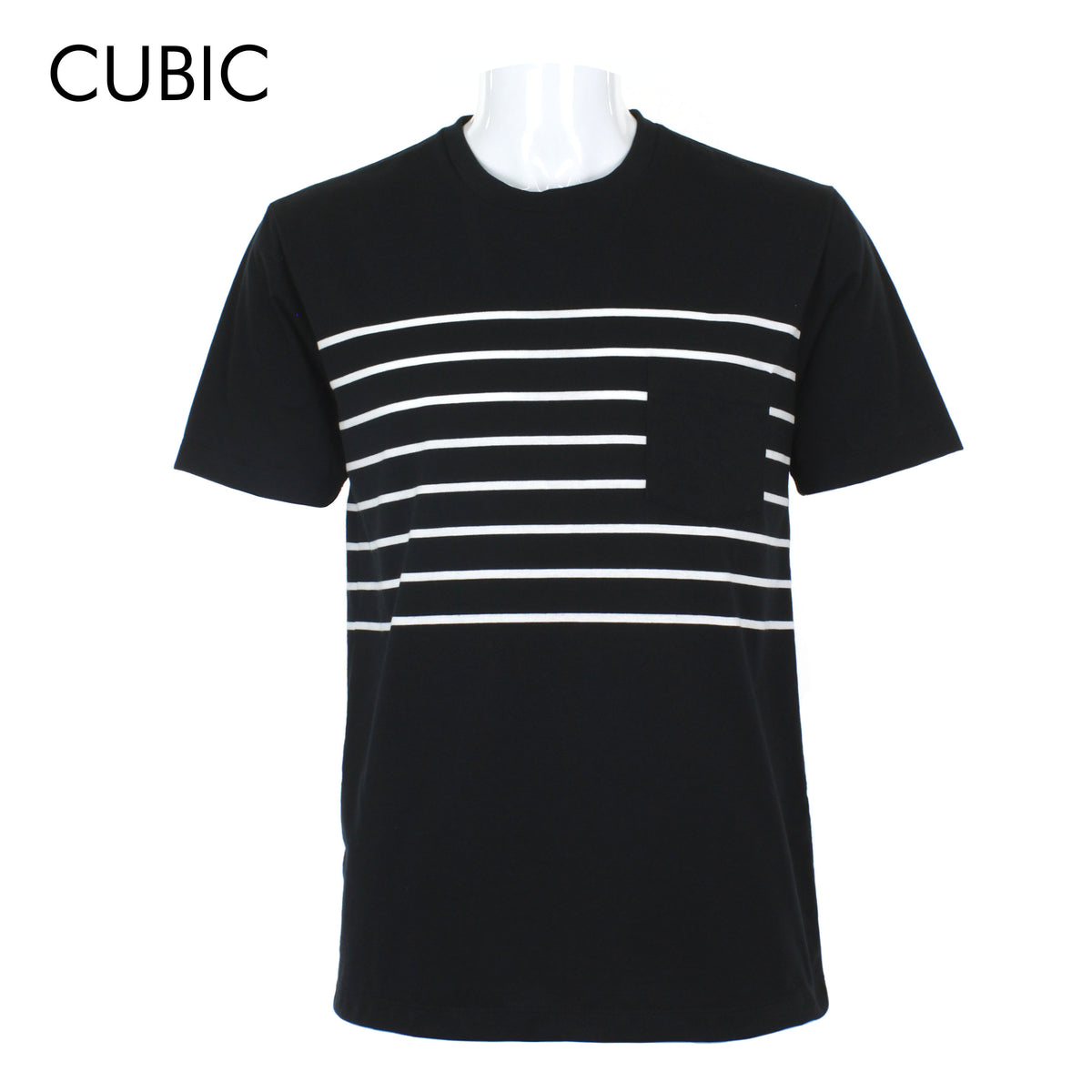 Cubic Men Round Neck Tees T-shirt Stripes Shirt Top Top for Men - CMS2302R