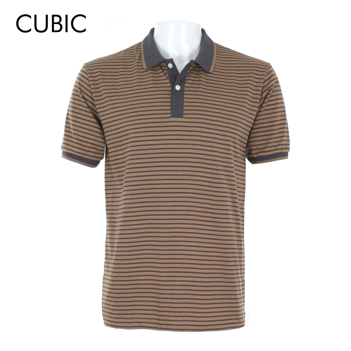 Cubic Mens Stripes  Polo Shirt Polo-shirt Collar Top Top for Men - CMS2513C