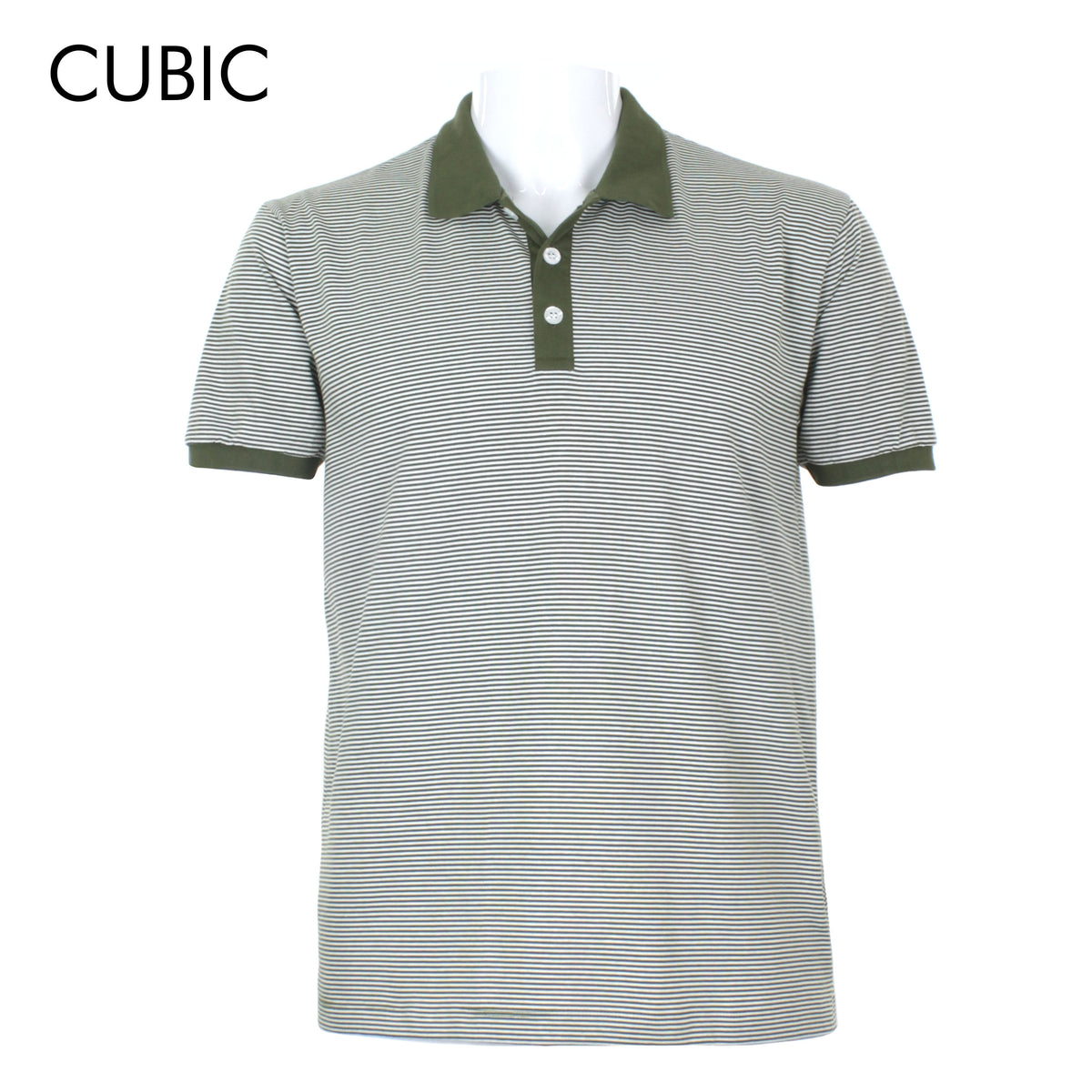 Cubic Mens Stripes  Polo Shirt Polo-shirt Collar Top Top for Men - CMS2348C