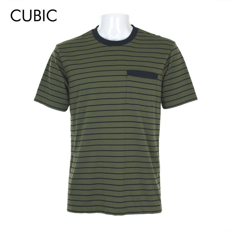 Cubic Men Stripes Round Neck Tees T-shirt Top Top for Men - CMS2621R
