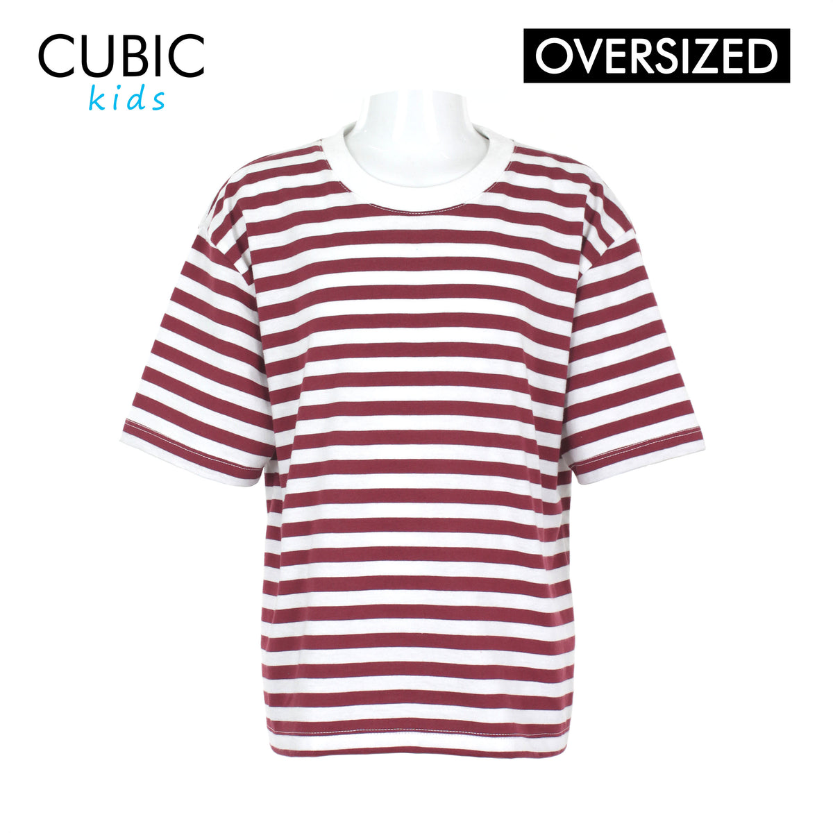 Cubic Boys Kids Stripes Oversized Round Neck Shirt Top for Boys - CKS2601R
