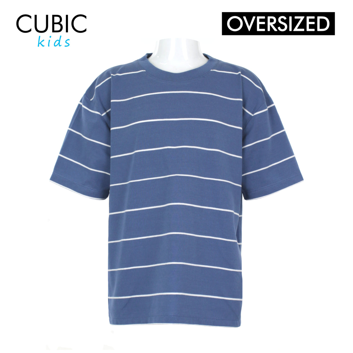 Cubic Boys Kids Stripes Oversized Round Neck Shirt Top for Boys - CKS2609R