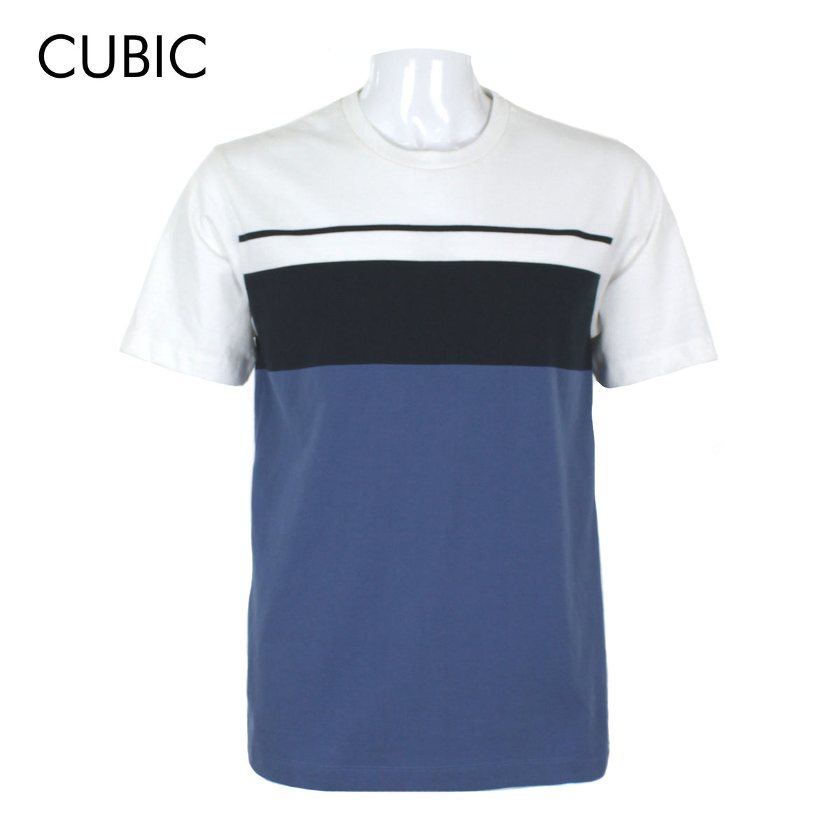 Cubic Men Stripes Round Neck Tees T-shirt Top Top for Men - CMS2512R