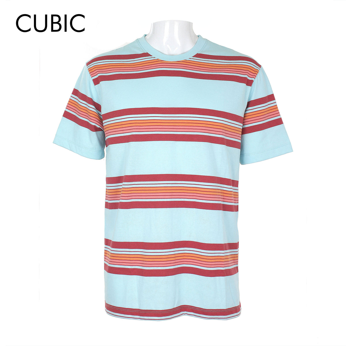 Cubic Men Stripes Round Neck Tees T-shirt Top Top for Men - CMS2603R