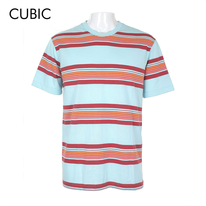Cubic Men Stripes Round Neck Tees T-shirt Top Top for Men - CMS2603R