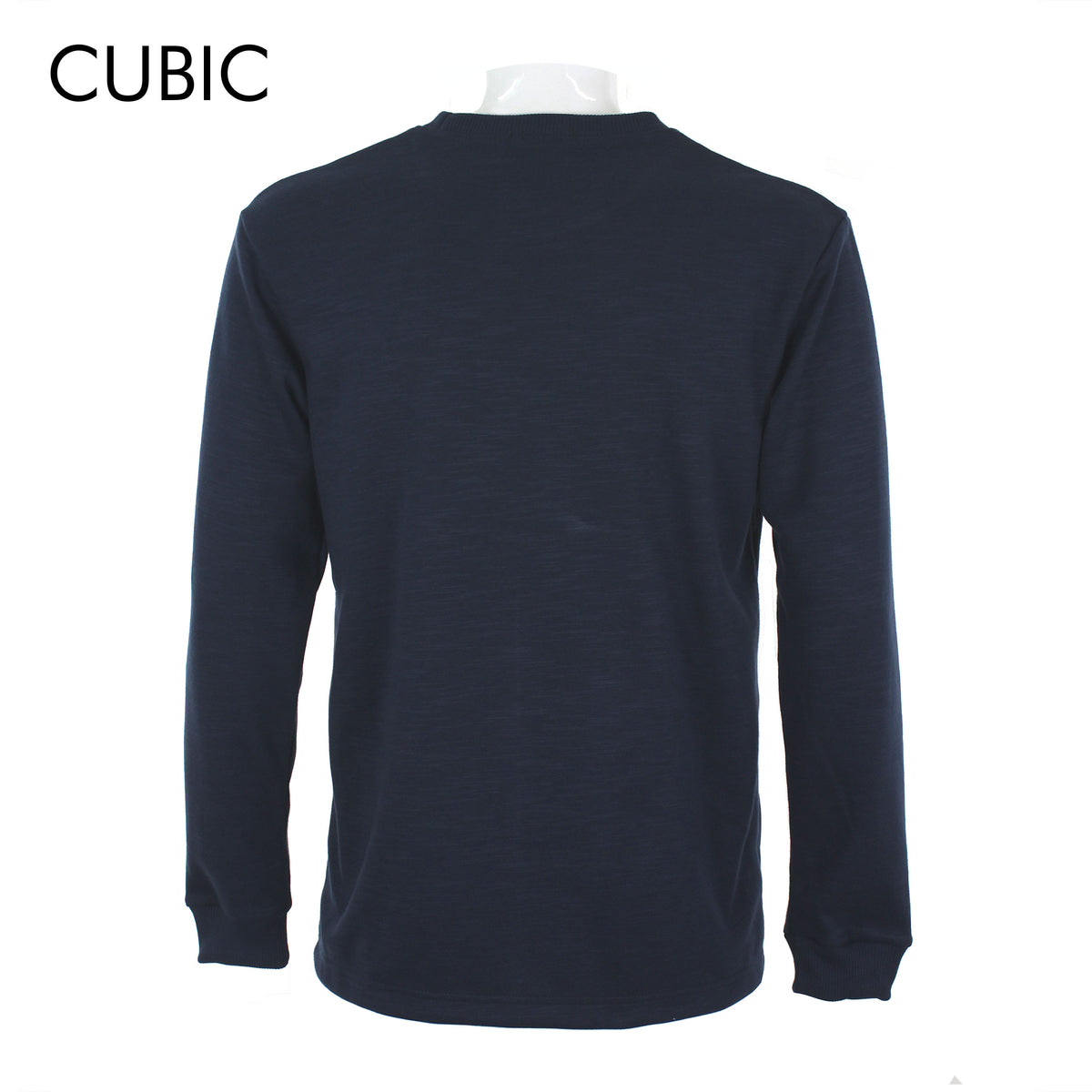 Cubic Mens Cotton Ribbed Cuff Long Sleeves Sweatshirts Plain Round Neck Top Top for Men - CMJ2614L